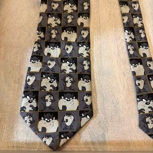 Vintage Looney Tunes Necktie Tasmanian Devil Taz Black Gray Novelty 1999‎ tie